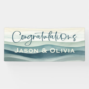 Modern Tropical Beach Wedding Congratulations Banner