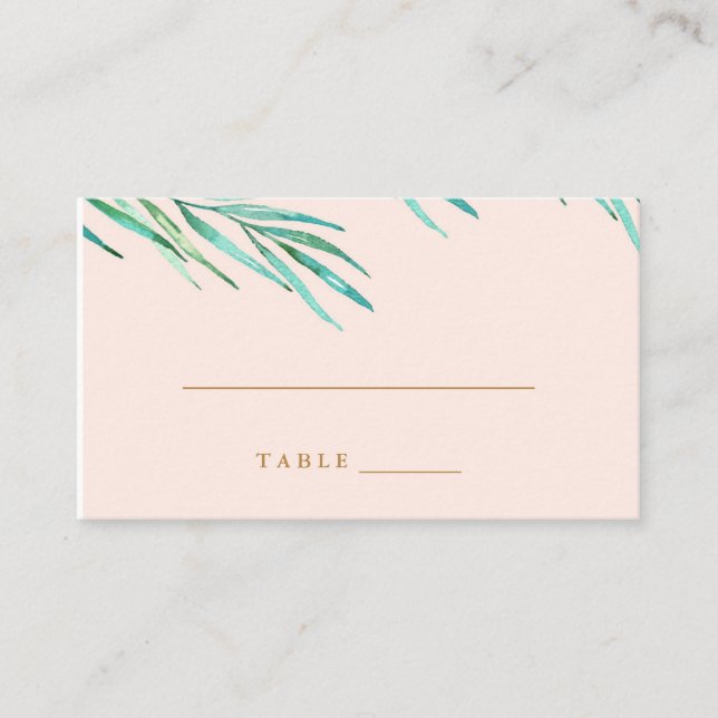 Modern Tropical Beach Wedding Escort Card (Front)