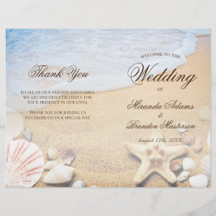 Modern Tropical Beach Wedding Folded Program Card