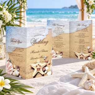 Modern Tropical Beach Wedding Folded Program Card