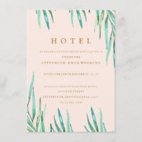 Modern Tropical Beach Wedding Hotel Card