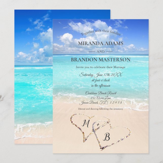 Modern Tropical Beach Wedding Invitation (Front/Back)
