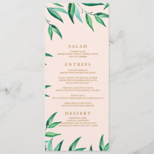 Modern Tropical Beach Wedding Menu