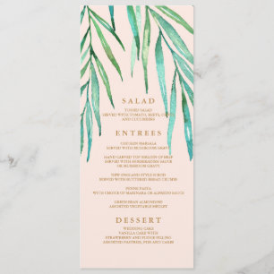 Modern Tropical Beach Wedding Menu
