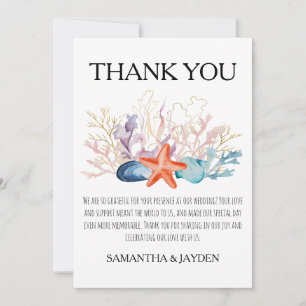 modern tropical beach wedding thank you cards