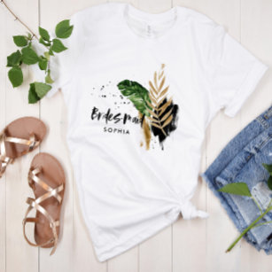 Modern tropical botanical abstract Bridesmaid T-Shirt