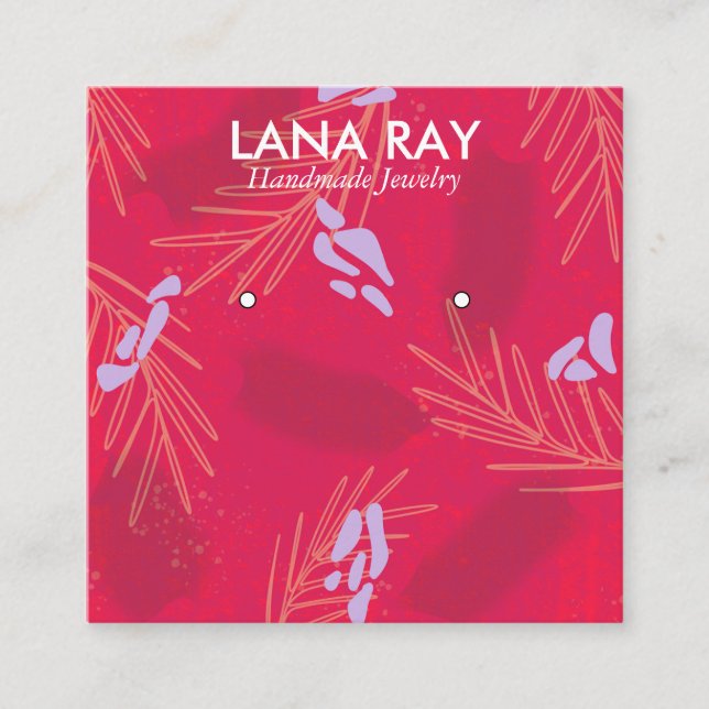 Modern Tropical Botanical Earring Display Square Business Card (Front)