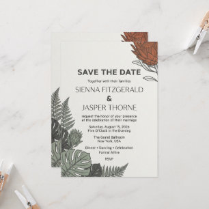 Modern Tropical Botanical Save the Date Card