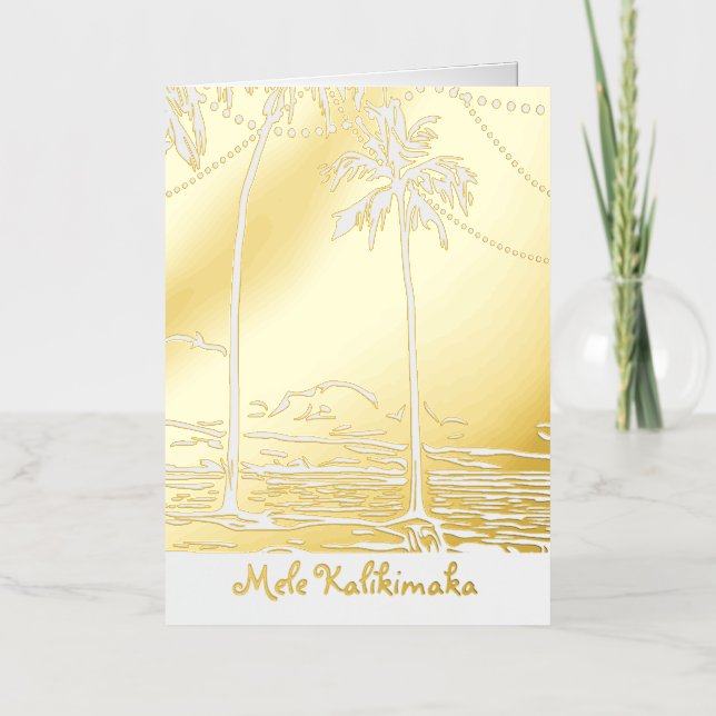 Modern Tropical Christmas Tree Foil Greeting (Front)