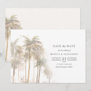 Modern Tropical Coastal Trees Typography Save The Date