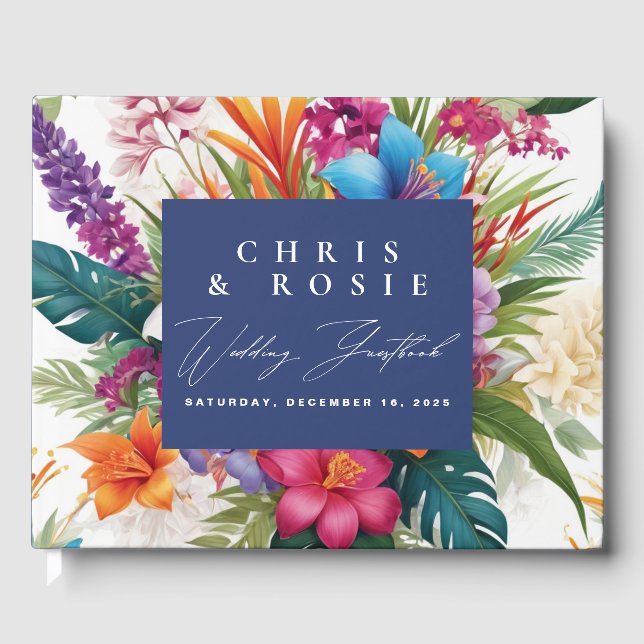 Modern Tropical Colourful Fall wedding  Guest Book (Front)