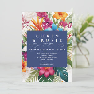 Modern Tropical Colourful Fall wedding invitation