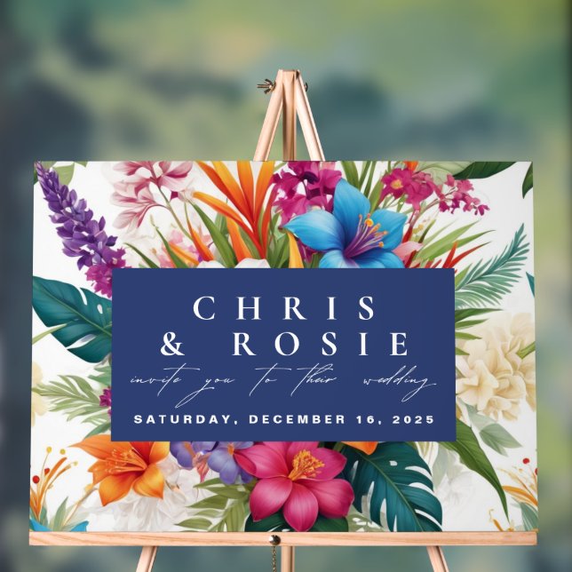 Modern Tropical Colourful Fall wedding invitation Acrylic Sign (Neutral)