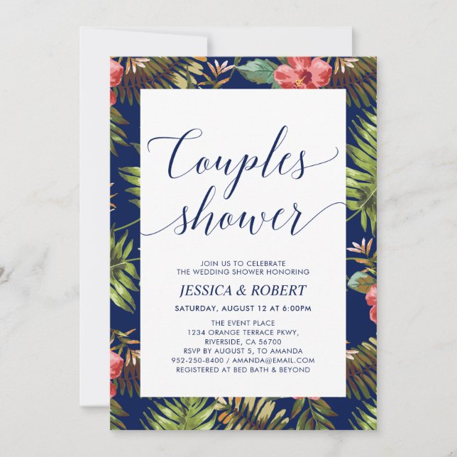 Modern Tropical Couples Wedding Shower Invitation (Front)