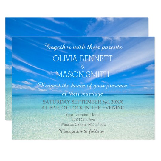 Modern Tropical Destination Beach Sea Wedding Card