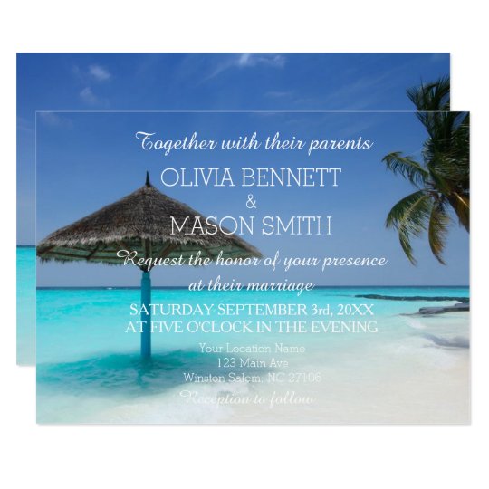 Modern Tropical Destination Beach Sea Wedding Card