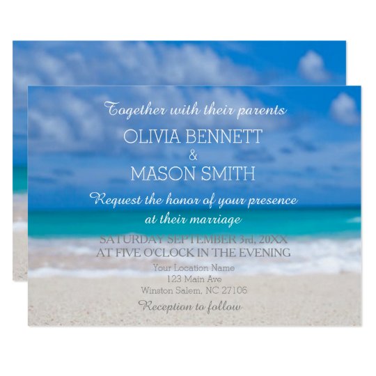 Modern Tropical Destination Beach Sea Wedding Card