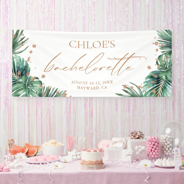 Modern Tropical & Diamond Bachelorette Party  Banner (Party)