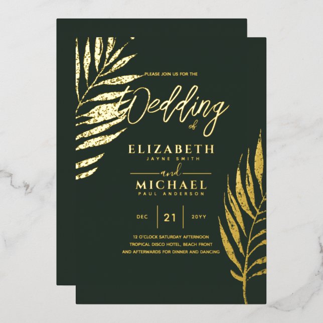 Modern Tropical Disco Gold PHOTO Wedding (Front/Back)