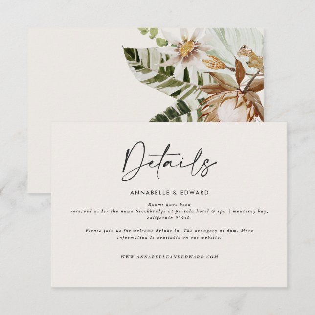 Modern tropical elegant wedding RSVP card (Front/Back)