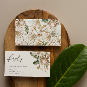 Modern tropical elegant wedding RSVP card