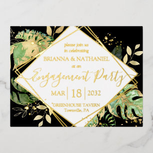 Modern Tropical Engagement Party Invitation Gold