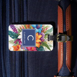 Modern Tropical Fall Stylish Girly Luggage Tag