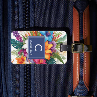 Modern Tropical Fall Stylish Girly Luggage Tag