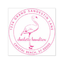 Modern Tropical Flamingo Bird Return Address