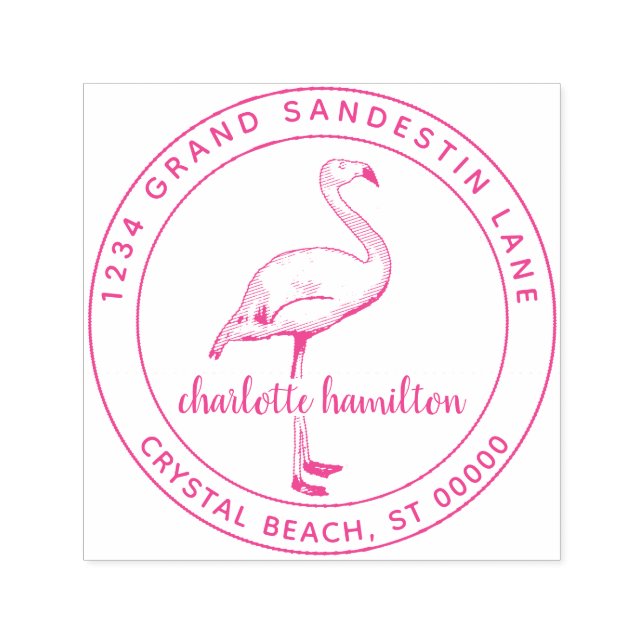 Modern Tropical Flamingo Bird Return Address Self-inking Stamp (Design)