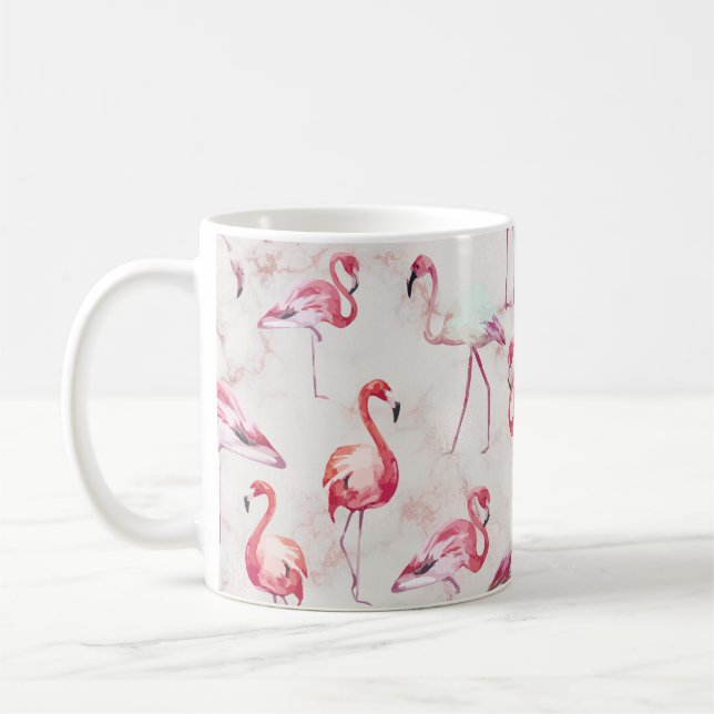 Modern Tropical Flamingo Watercolor Coffee Mug (Left)