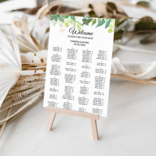 Modern Tropical Floral Alphabetical Seating Chart