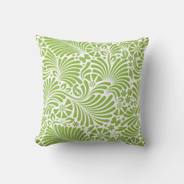 Modern Tropical Floral Damask Cushion (Front)