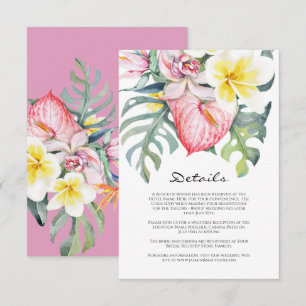 Modern Tropical Floral Hawaii Wedding Enclosure Card