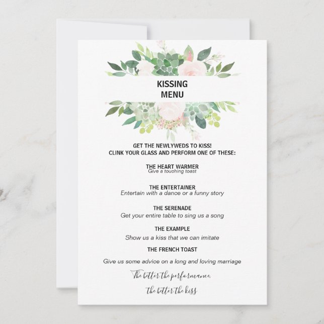 Modern Tropical Floral Kissing Menu (Front)