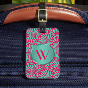 Modern Tropical Floral Monogrammed Luggage Tag