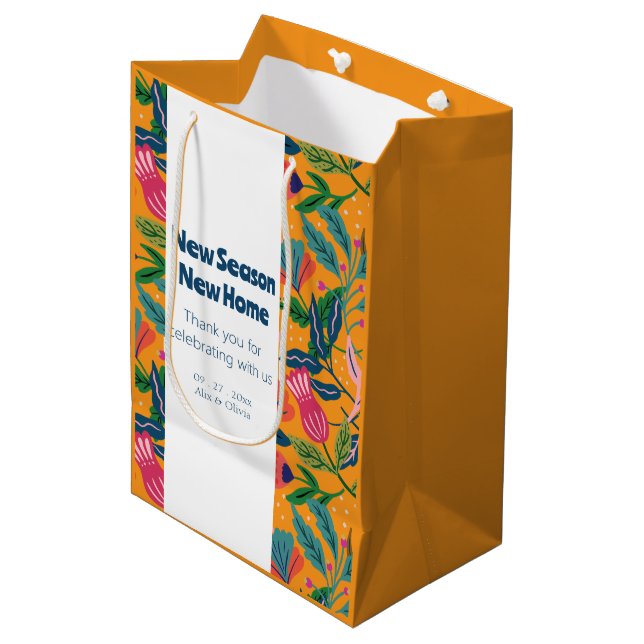 Modern Tropical Floral Pattern Medium Gift Bag (Front Angled)