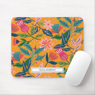 Modern Tropical Floral Pattern Mouse Mat