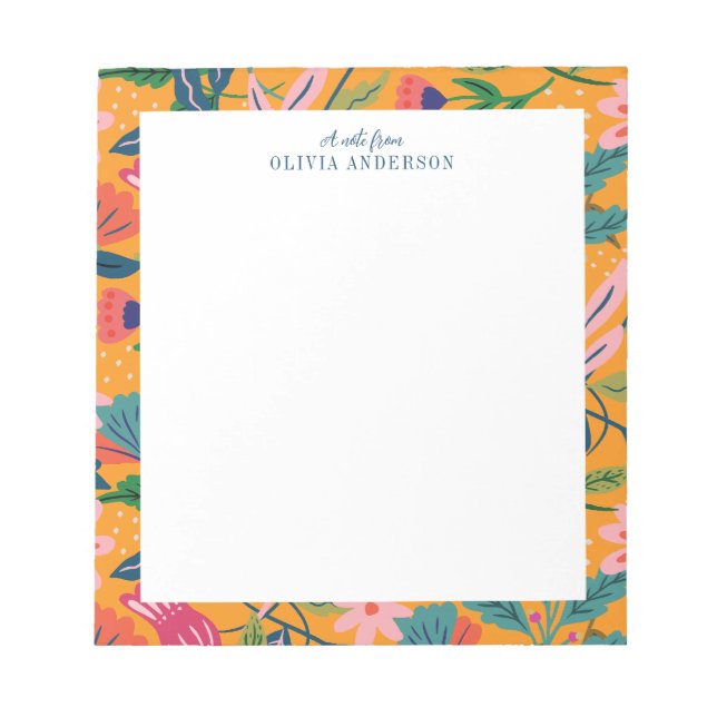Modern Tropical Floral Pattern Notepad (Front)