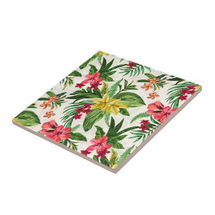 Modern Tropical Floral Pattern Tile