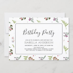 Modern Tropical Floral Summer Adult Birthday Party Invitation