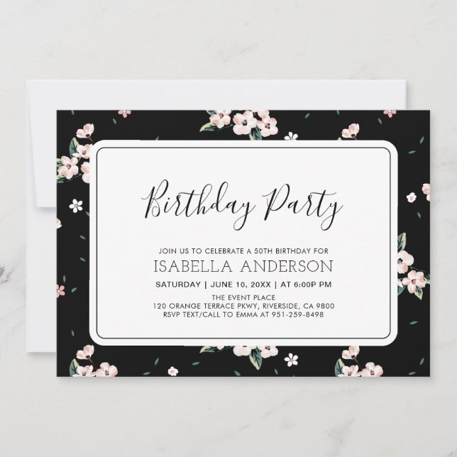 Modern Tropical Floral Summer Adult Birthday Party Invitation (Front)
