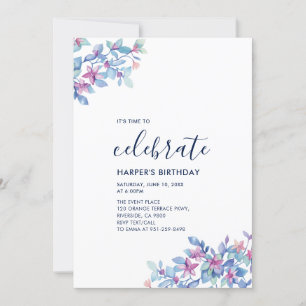 Modern Tropical Floral Summer Adult Birthday Party Invitation