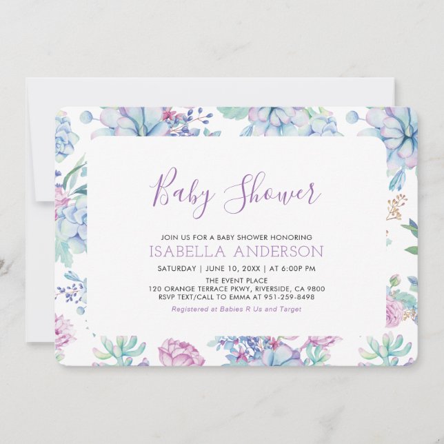 Modern Tropical Floral Summer Girl Baby Shower Invitation (Front)