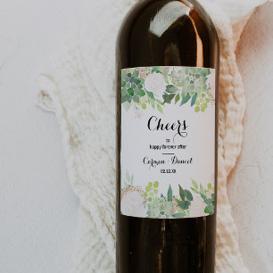 Modern Tropical Floral Wedding Wine Labels