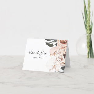 Modern Tropical Flowers and Monstera Thank You Card