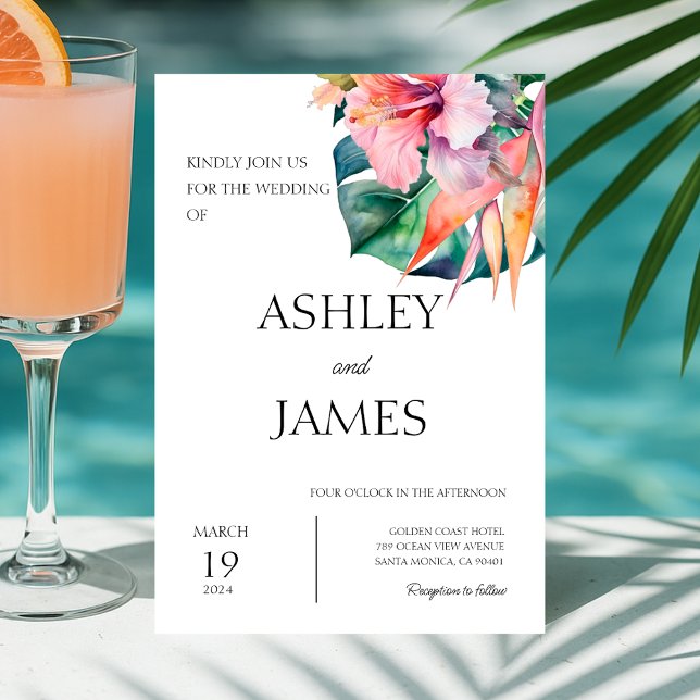 Modern Tropical Flowers Greenery Wedding Invitation (Modern Tropical Flowers Greenery Wedding Invitation)