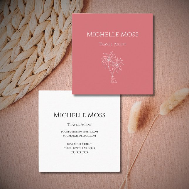 Modern Tropical Foliage Palm Trees Botanical Square Business Card (Creator Uploaded)