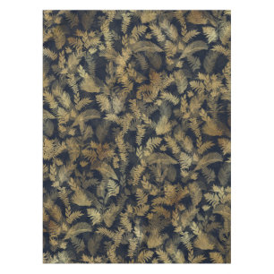Modern Tropical Gold Foliage Blue Pattern Tablecloth