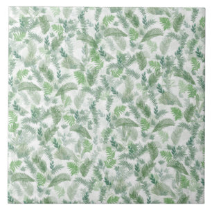 Modern tropical green foliage pattern tile